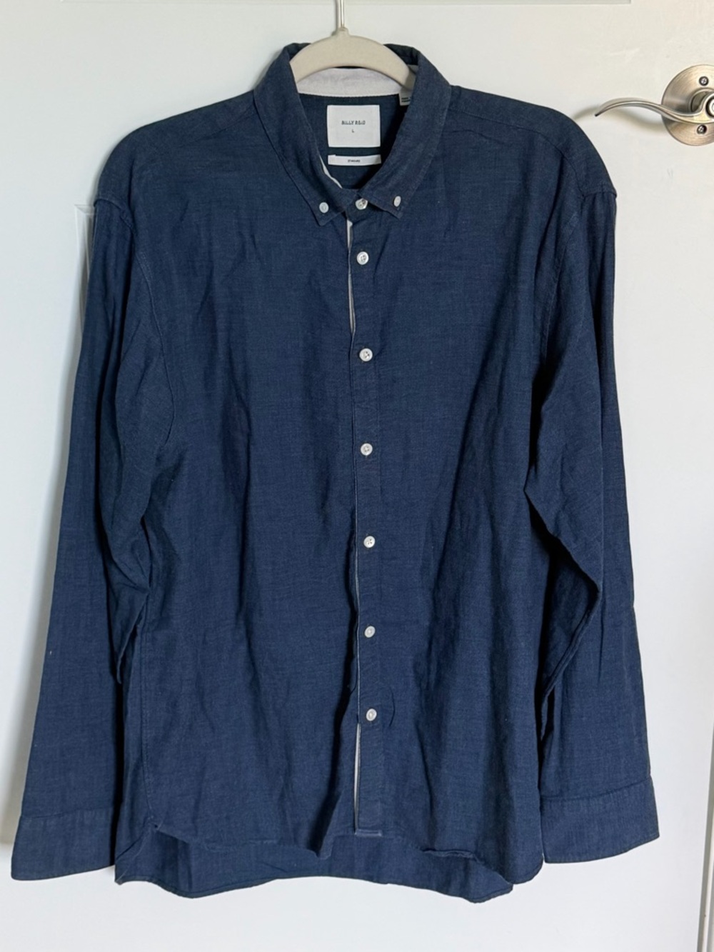 Billy Reid Men's Standard Fit Navy Cotton Button-Down Shirt Large 39806 - Picture 3 of 15